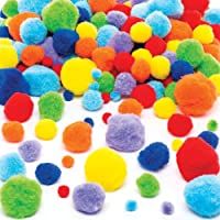 Baker Ross- Pack ahorro de pompones multicolor (Pack de 200) Pack ahorro de colores brillantes -Perfecto para Proyectos…